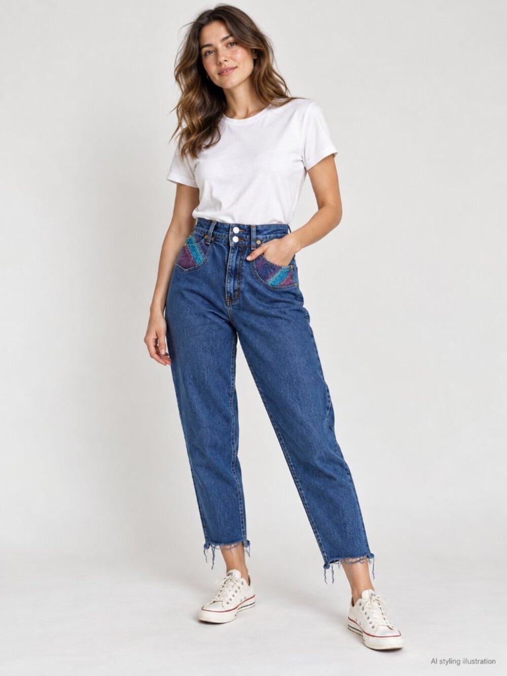 Vintage 90s Zena Colorblock High Rise Mom Barrel Jeans Blue Teal Purple 26 Waist
